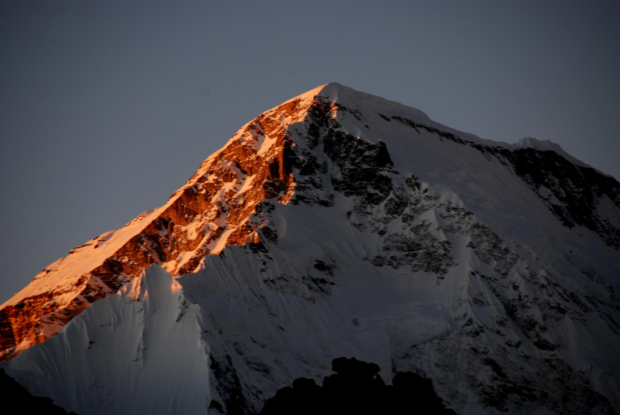 09 Gokyo Ri 03-3 Cho Oyu Summit Area Close Up From Gokyo Ri At Sunset Cho Oyu (8201m) close up of the summit area at sunset from Gokyo Ri.